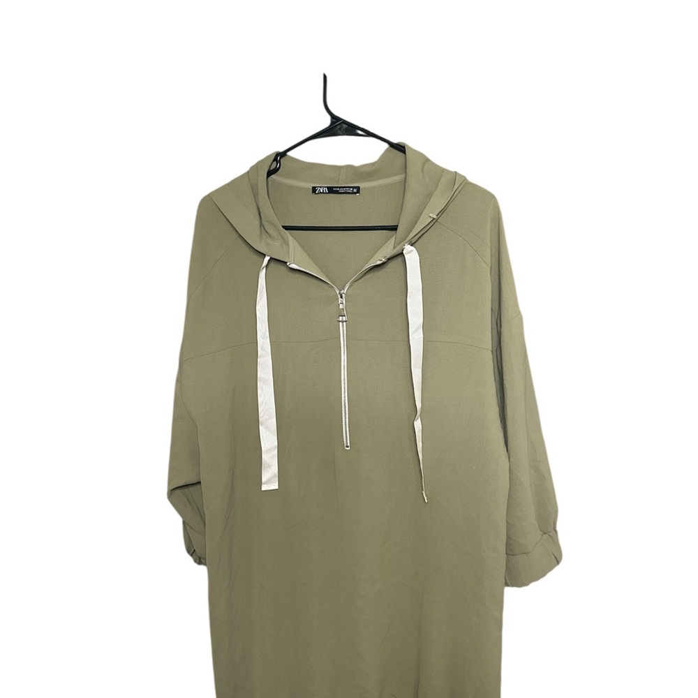 Zara Olive Green Hoodie Dress